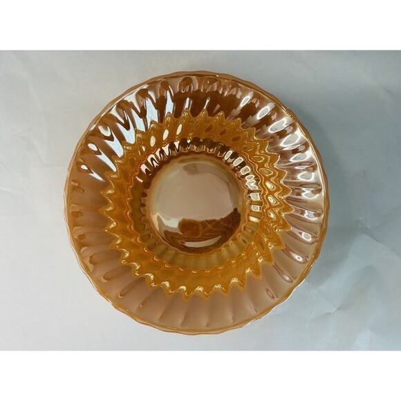 Vintage Anchor Hocking Fire King Peach Lustre Swirl 8 3/8" Round Vegetable Bowl - Picture 2 of 11